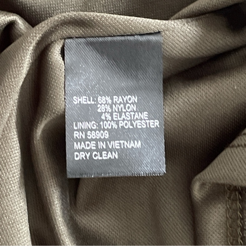 Preston & York army green stretch 3/4 sleeve Sheath dress lined high neck Sz: 6 - Picture 8 of 9